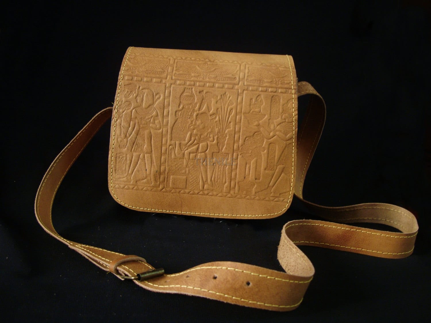 Unique Egyptian Genuine Camel Leather Purse Bag W/ Sekhmet