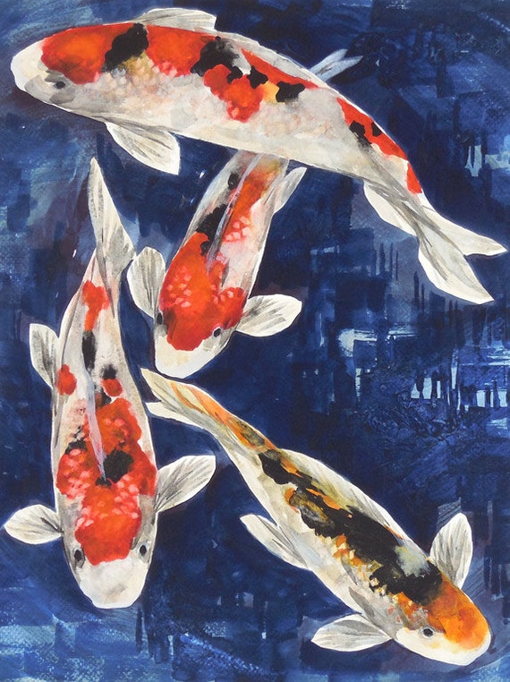 Original Watercolor Painting KOI Art Koi Fish Koi by LynnGobble