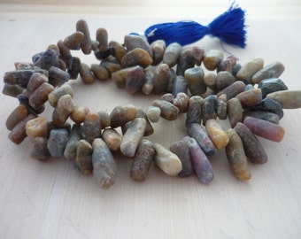 Rough unpolished blue grey sapphire pebble beads 5-13mm 1/2 strand