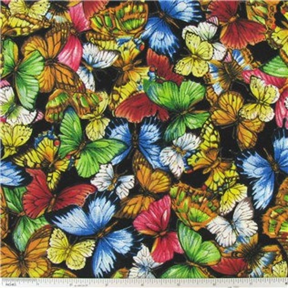 Items similar to Butterfly Garden Cotton fabric per yard for clothing ...