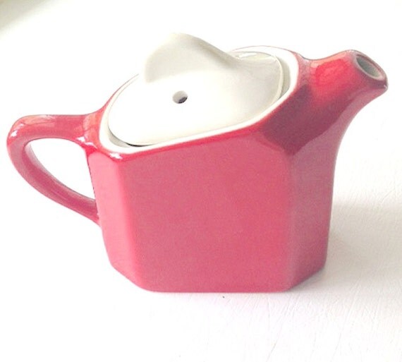 Vintage Hall individual teapot midCentury porcelain red and
