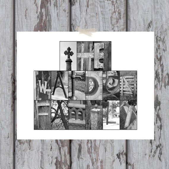 Last Name Letter Art Print 11 x 14 with Alphabet