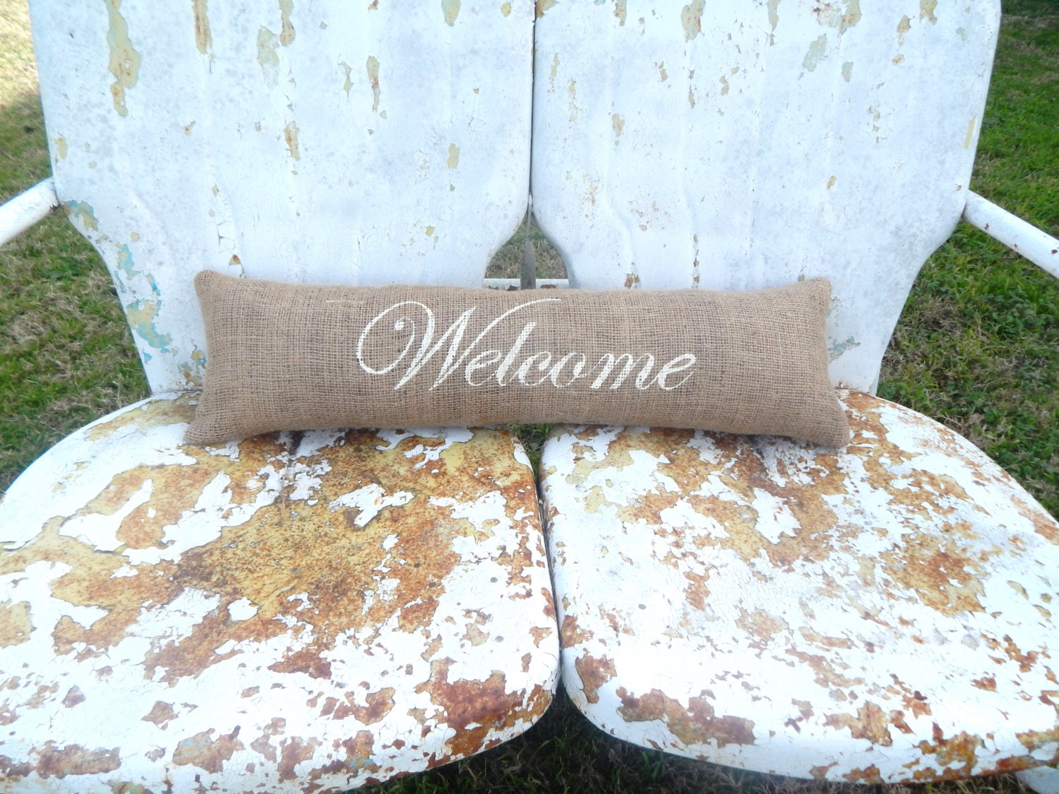 Long Narrow Bench Pillow Burlap Pillow Decorative
