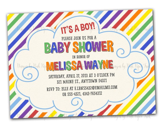 Colorful Rainbow Party Invitation - Craft Invitation - Customizable Wordings - Print your own