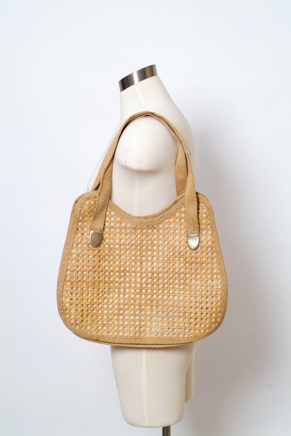 Vintage Purse 80s Clutch Handbag / Retro Shoulder Bag / Wicker