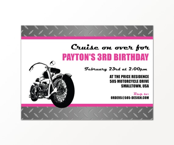 Pink Motorcycle Invitation - Motorcycle Mama Invitation by 505 Design Inc. Il_570xn