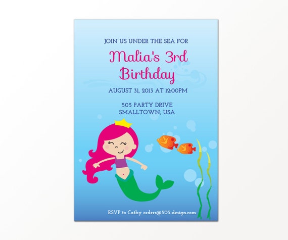 Mermaid Invitation - Printable Invitation by 505 Design Inc Il_570xn