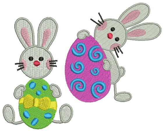 EASTER BUNNY Machine Filled Embroidery 2 Patterns in 3