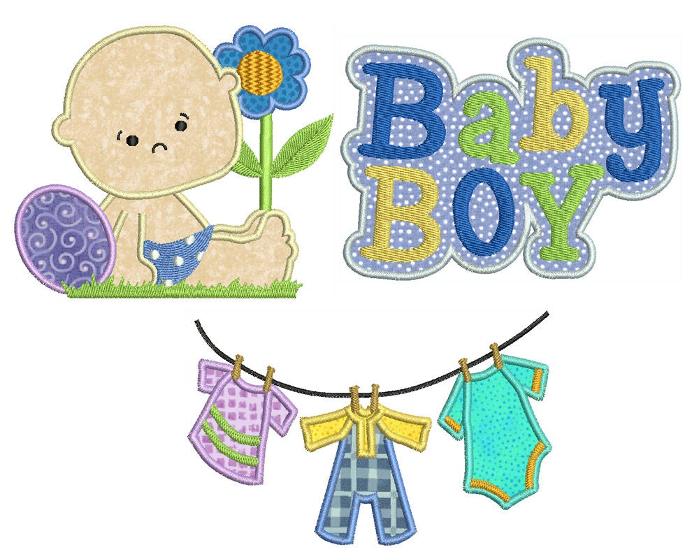 BABY BOY Machine Applique Embroidery 3 Patterns in 3 Sizes