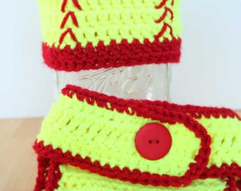 Baby Softball Outfit, crochet softball hat and diaper cover, newborn softball outfit, crochet photo prop, Newborn to 12 month sizes