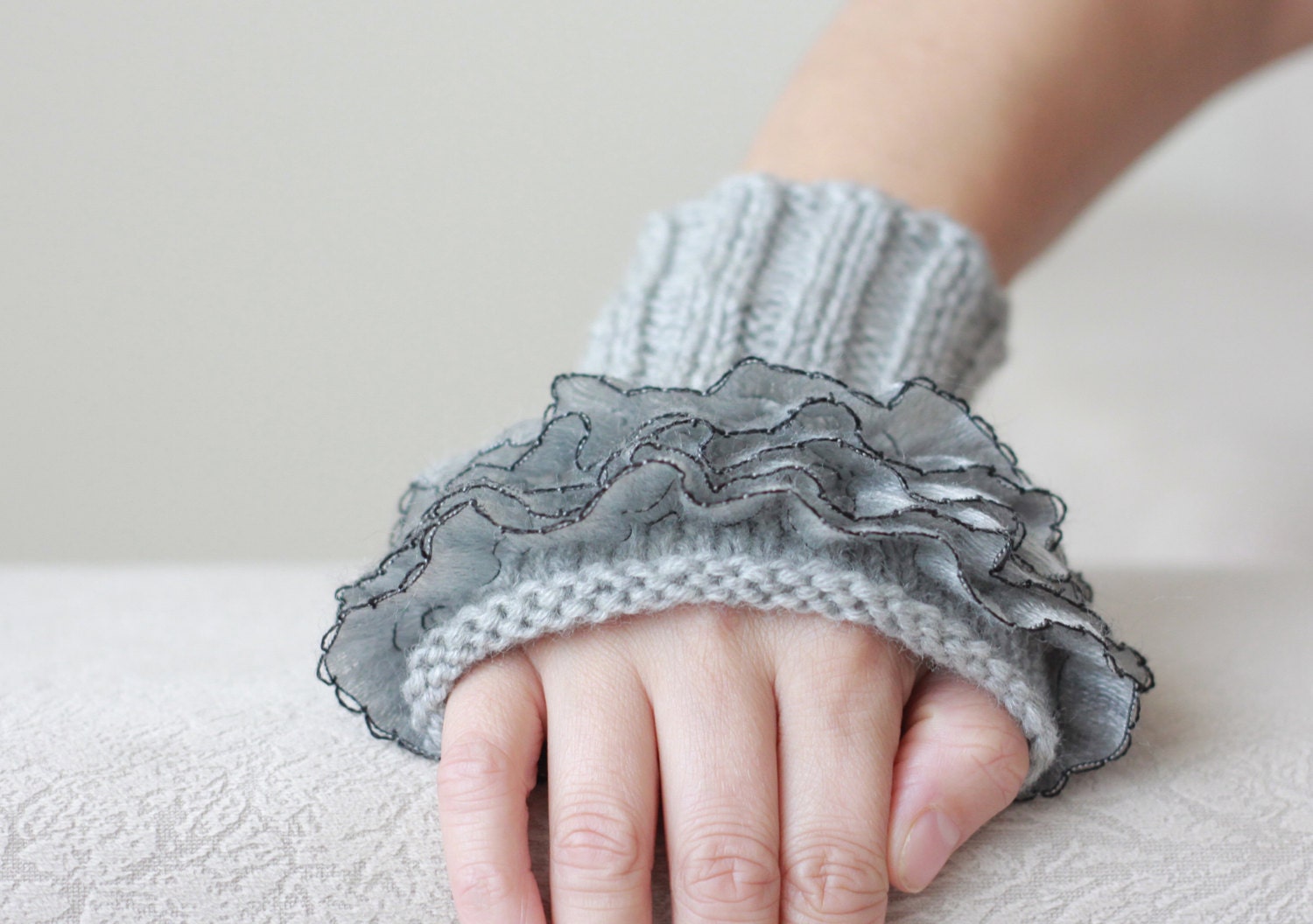 Knit Fingerless Gloves knit wrist cuffs