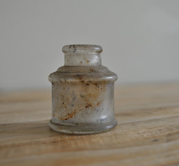 Vintage clear glass ink well