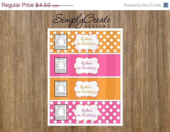 SALE Water Bottle Label 8.5x11 JPEG sheet Personalized Il_570xn