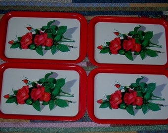 Vintage TV Type Trays-Red Roses-4