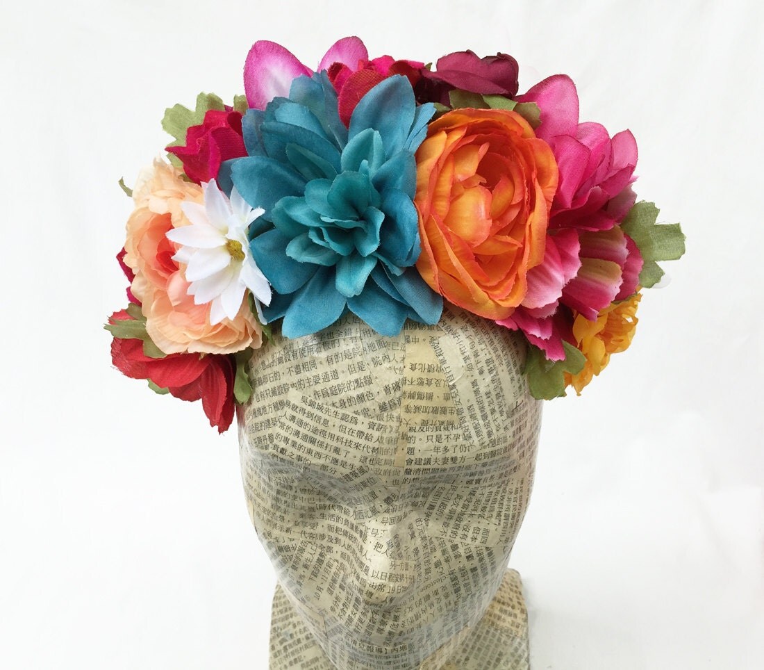 Frida Kahlo Flower Headpiece Dia de los Muertos Flower Crown