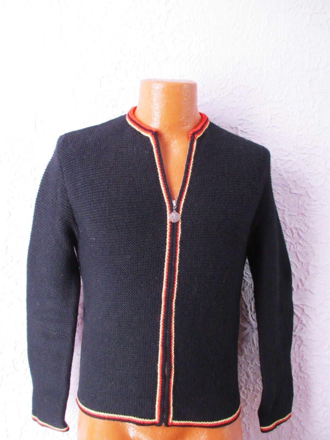 50's Vintage Men's Cardigan Sweater zip front