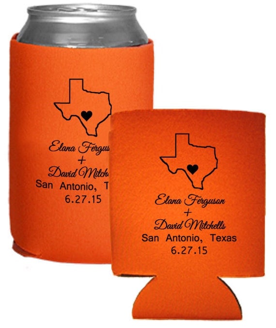 Personalized Wedding Favors Beer Koozies Coolies - Custom Wedding State ...