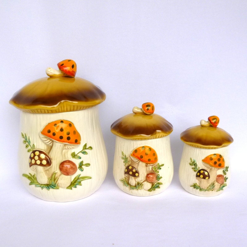 VINTAGE MUSHROOM CANISTERS