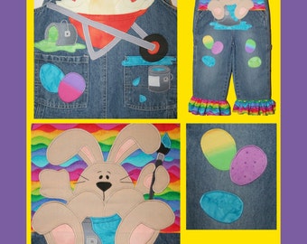 Easter Bunny spring Easter Chicks easter eggs easter egg dye wheel barrow Digital applique pattern for sewing quilting
