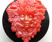 Embellished Soap, Lady of the Forest in Red and Gold, Charming Frog Original, Artisan Soap, Scented in Lychee Red Tea, For Her