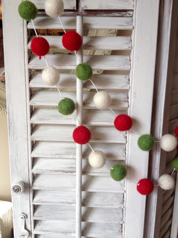 felt pom pom ball garland balls garland Felt Felted pom Garland christmas Ball 10ft pom String