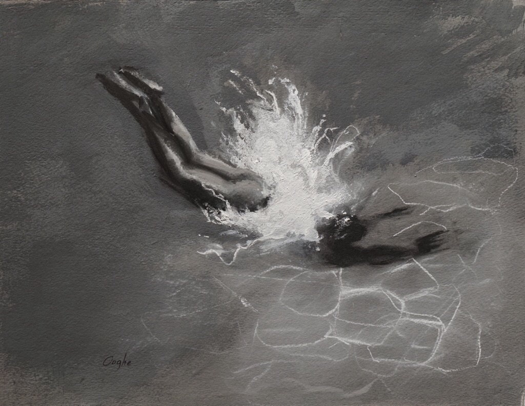 Original Painting Charcoal and Acrylic on Paper by AngelaOoghe