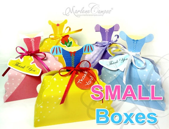 Princess favor box, Princess Dress favor boxes, Set with 5 - Printable Favor box, Party favor - INSTANT DOWNLOAD Il_570xn