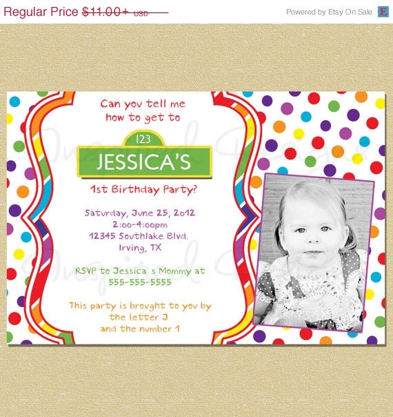 ON SALE Sesame Street Birthday Invitation - Sesame Street (Any Age) Il_570xn