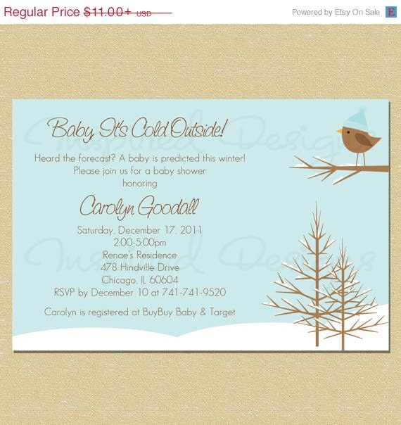 ON SALE Baby It's Cold Outside...Winter Wonderland Baby Shower Invitation Pink or Blue Il_570xn