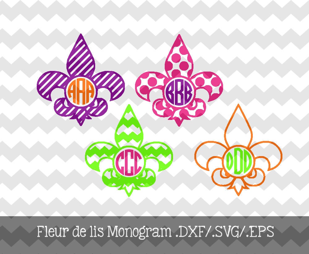 Download Fleur de lis Mardi Gras Monogram .DXF/.SVG/.EPS File for use