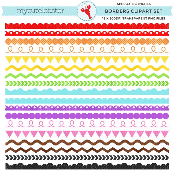 Rainbow Borders Clipart Set assorted by mycutelobsterdesigns