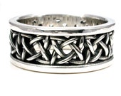 Sterling Silver Square Celtic Knot Wedding Ring - Mens Engagement