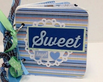 Baby Boy Scrapbook premade chipboard mini scrapbook album-4x4