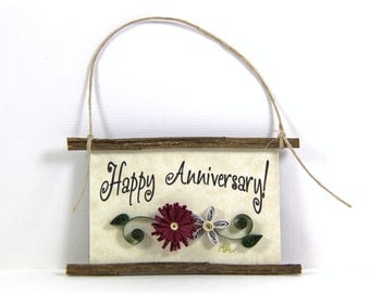 Paper Quilled Magnet 398 - Happy Anniversary, Husband and Wife Gift, Kitchen Decor, Anniversary Ornament, 3D Paper Quilling, Couples Gift