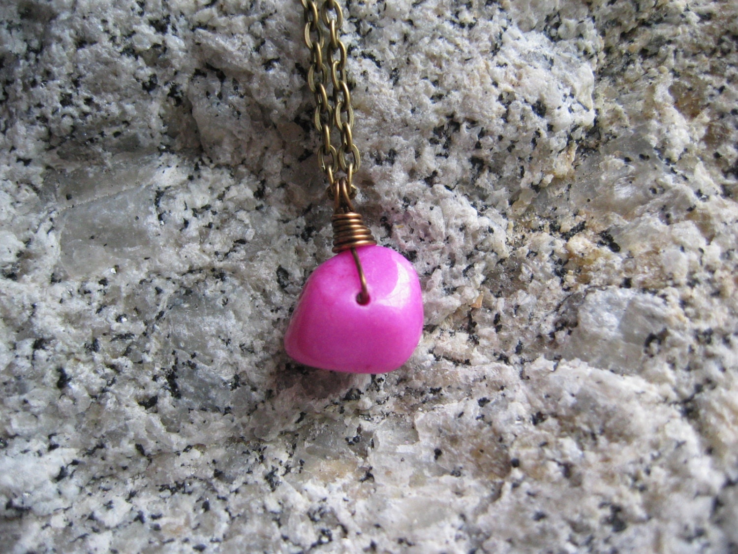 Pink Jade Necklace Natural Dyed Chinese Jade Gemstone Wire