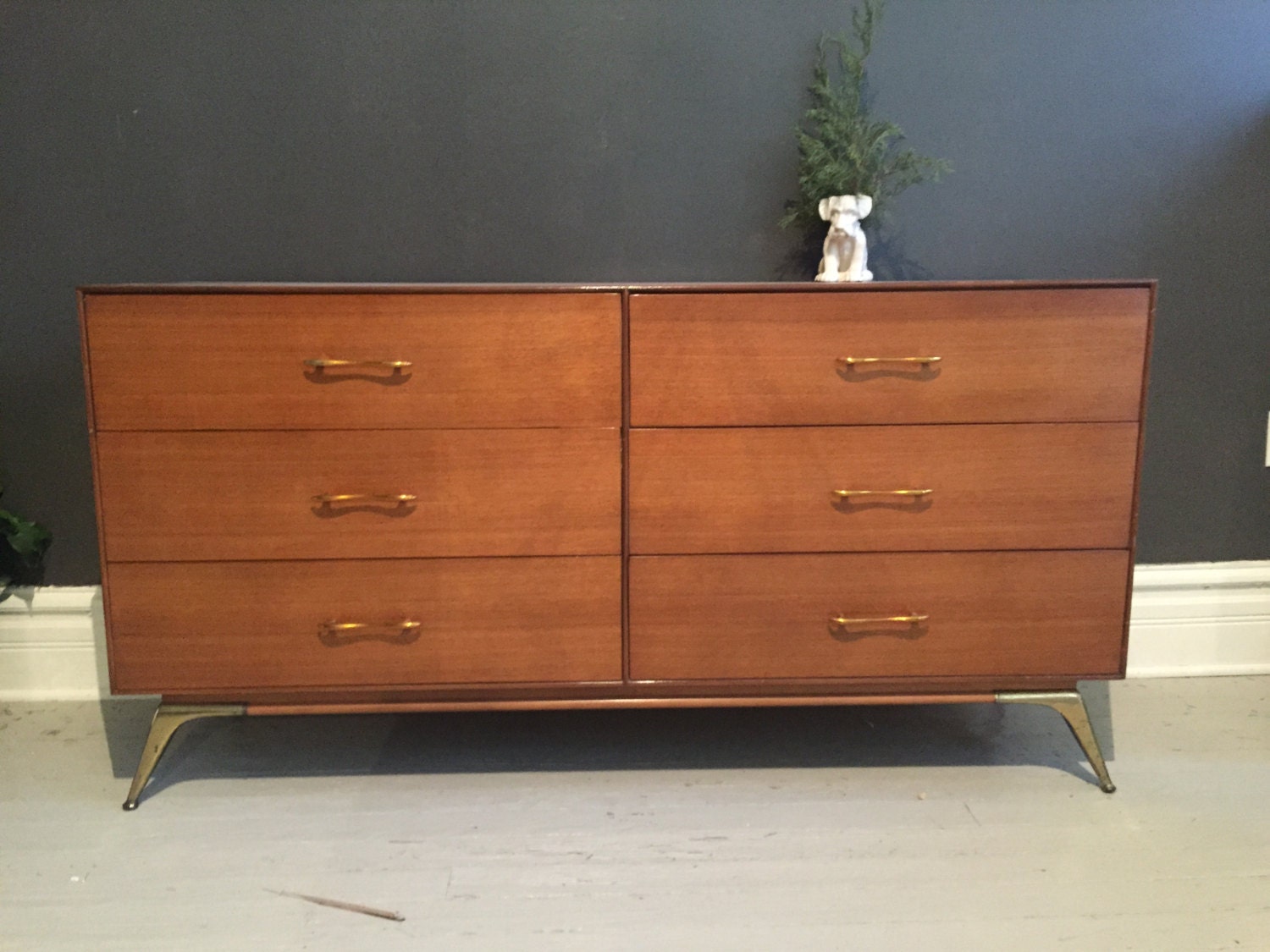 Rway Modern Solid Wood 6 Drawer Dresser - brass and ...