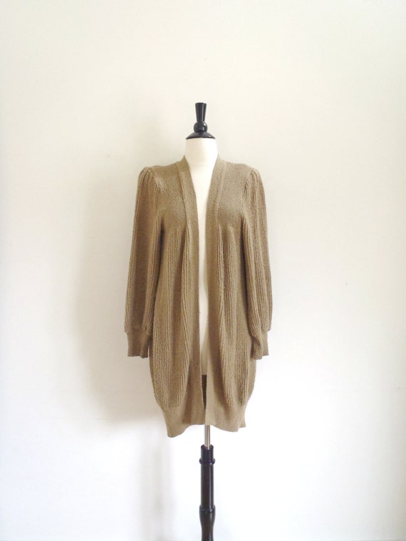 Vintage long tan cardigan / light brown soft by OldSchoolSwank