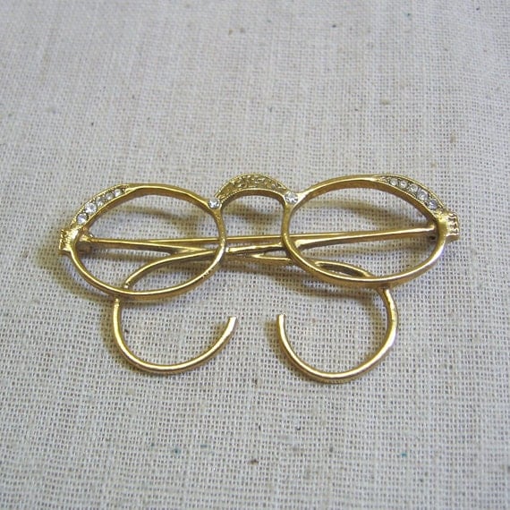 Vintage Rhinestone Eyeglass Pin to hold Eyeglasses by PandPF
