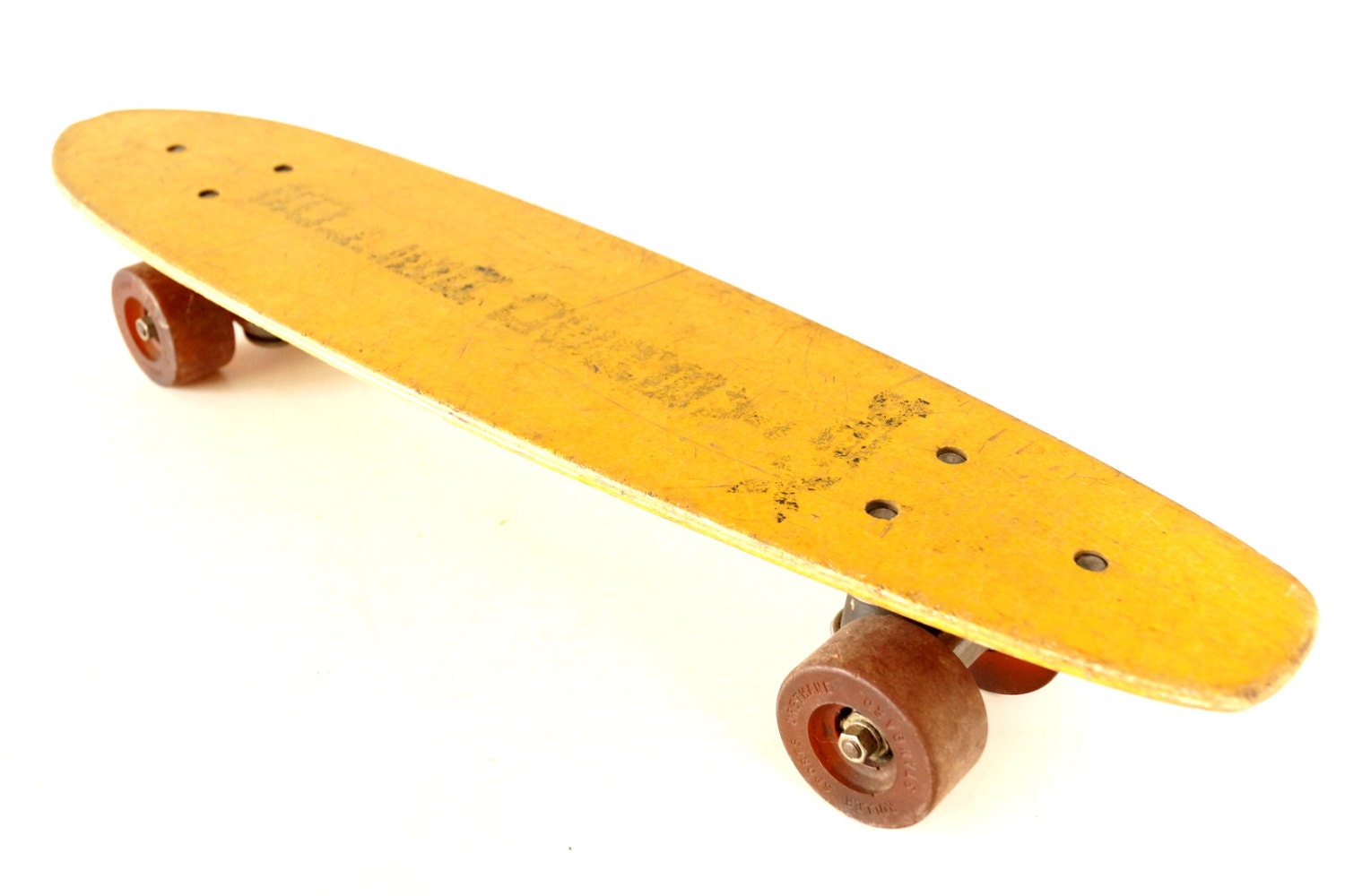 Vintage Roller Derby X24 Skate Board in Yellow Wood