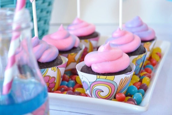 Rainbow Unicorn party/ Rainbow art party/ Art party/ Rainbow birthday (instant download) printable cupcake wrappers Il_570xn
