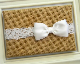 White Bow Headband - Lace Headband - White Satin Bow Headband
