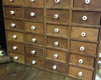 Antique wooden apothecary cabinet porcelain knobs Antiques storage ...