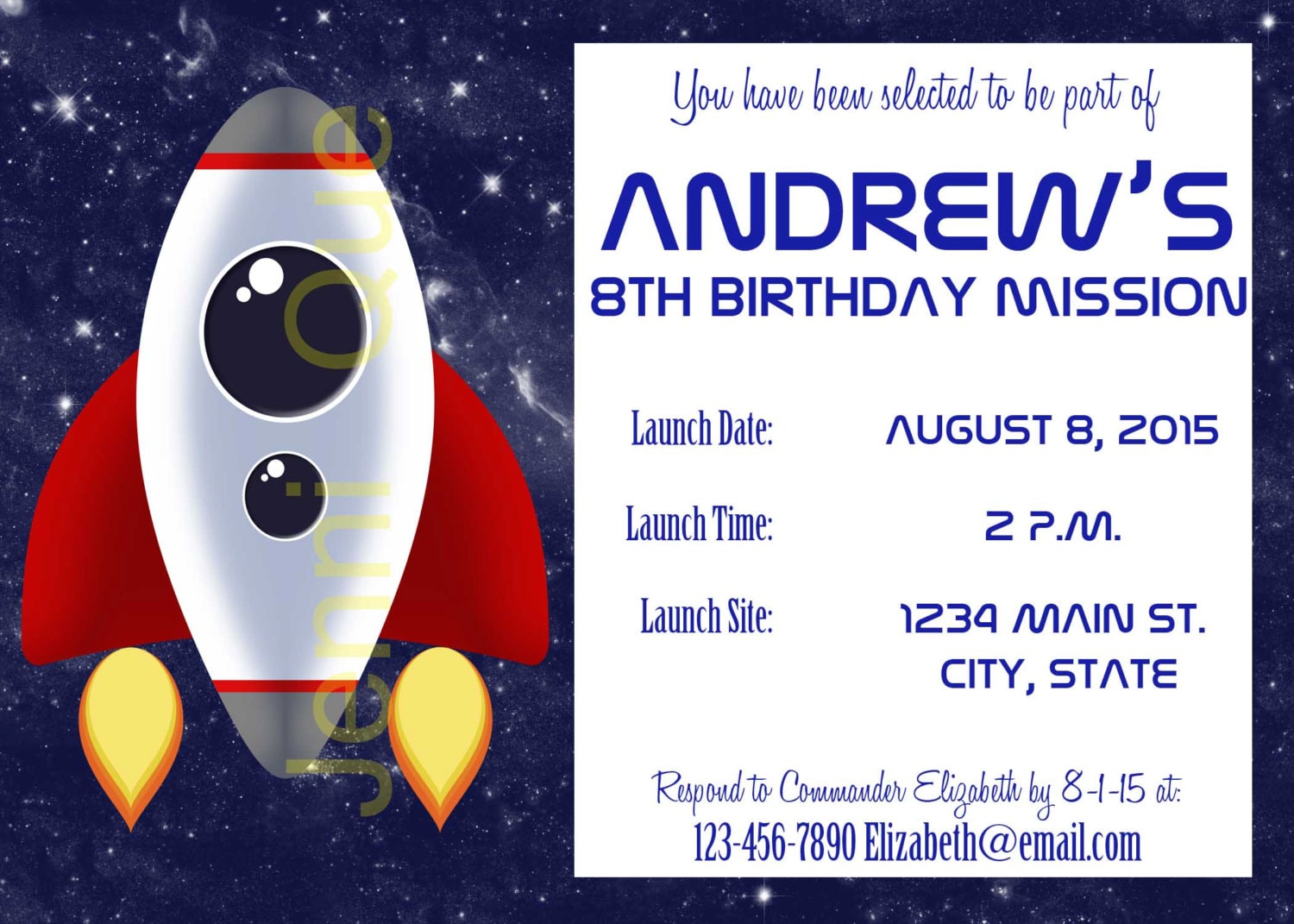 Space theme invitation Outer Space party printables Rocket