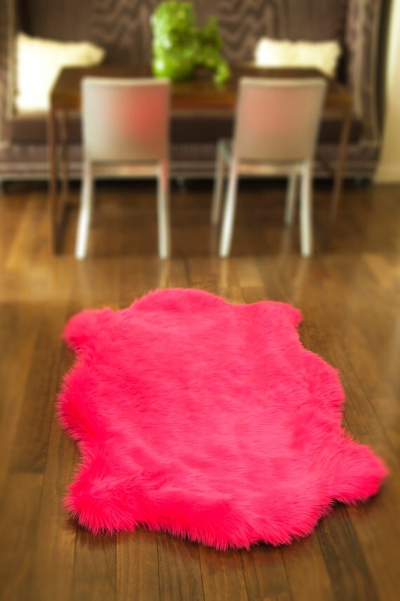 3' x 5' Hot Pink Teddy Bear Shag Fur Area Rug Nursery