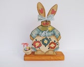Easter Bunny Rabbit, Wood Rabbit Bunny, Spring Garden Decor, Garden Rabbit, Spring Easter Decor, Happy Rabbit