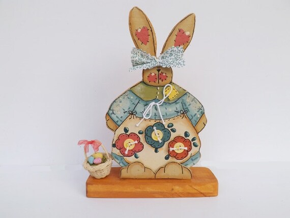 Easter Bunny Rabbit, Wood Rabbit Bunny, Spring Garden Decor, Garden Rabbit, Spring Easter Decor, Happy Rabbit