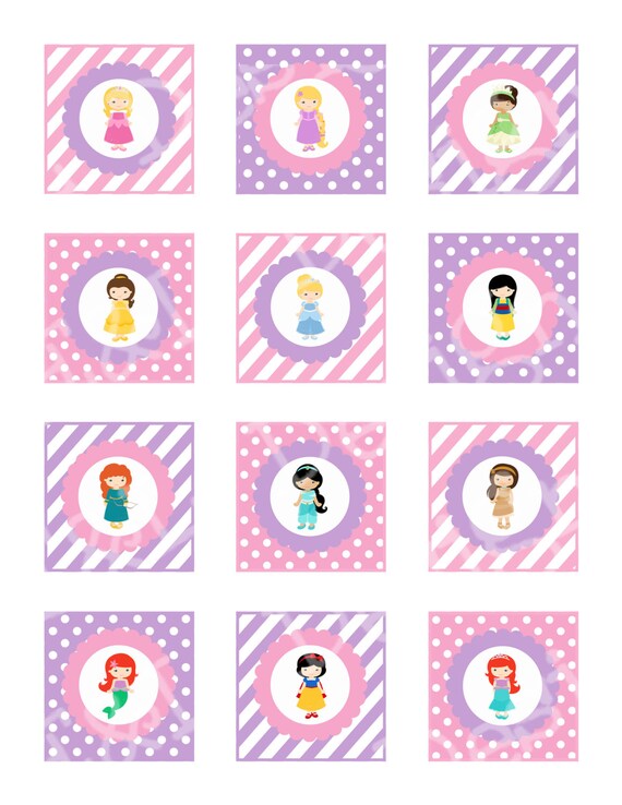 Princess Cupcake Toppers Princess Party Instant Download