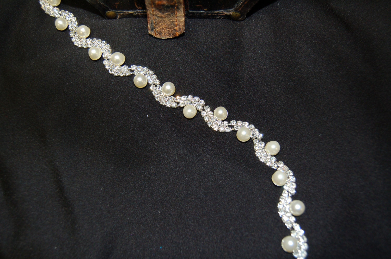 Rhinestone and Pearl Trim By The Yard 5/8 wide Baby