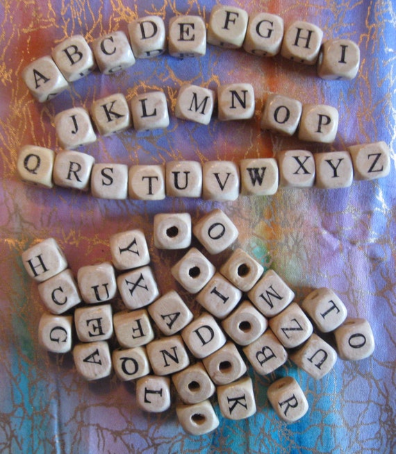 Wooden Large Hole Alphabet Beads by celebratebracelets on Etsy