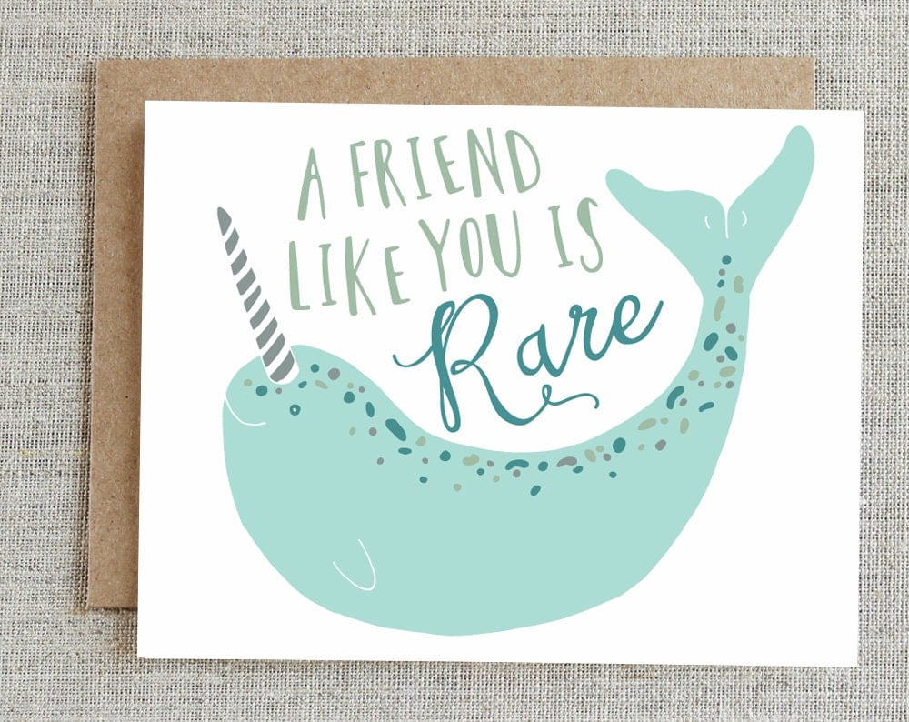 Friendship Card Best Friend Card Card For Friend Narwhal